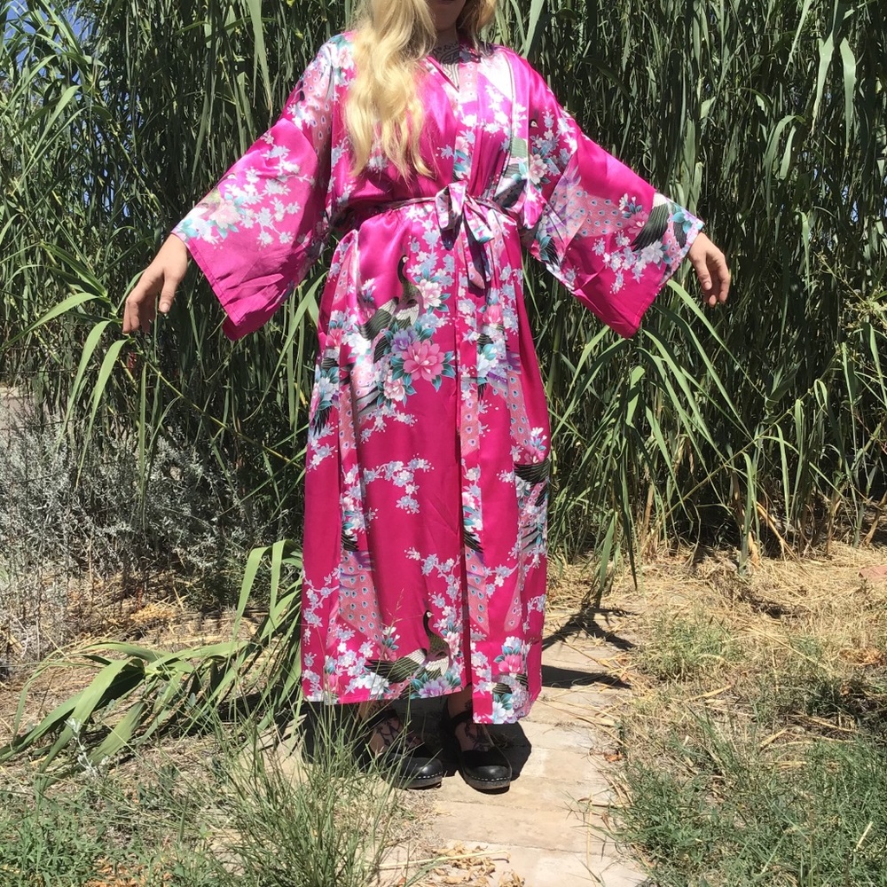 Hot pink silky robe